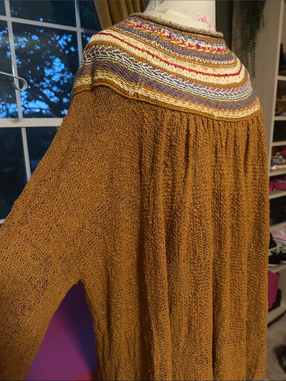 Free People Crochet Yoke Poncho Top